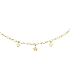 Collier femme étoiles EDORA PLAQUE OR et oxydes