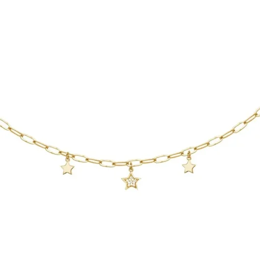Collier femme étoiles EDORA PLAQUE OR et oxydes