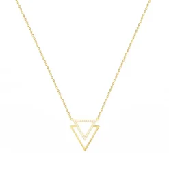 Collier Femme Triangles PLAQUE OR Jaune et Oxydes