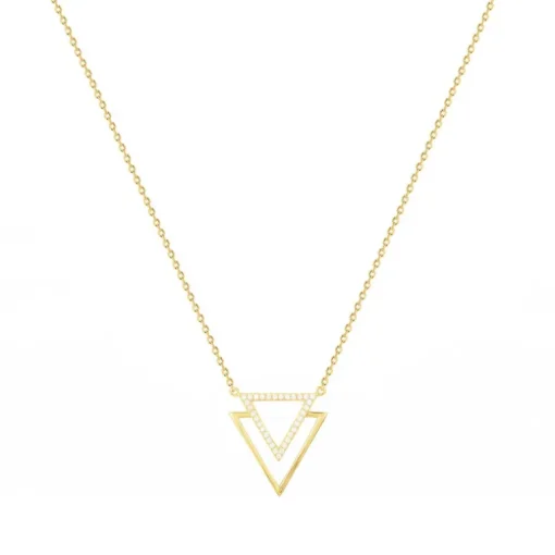 Collier Femme Triangles PLAQUE OR Jaune et Oxydes