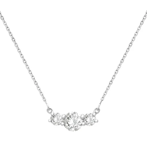 Collier Femme Trilogie OR 375/1000 Blanc et Oxydes