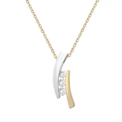 Collier Femme Trilogie OR 375/1000 Bicolore et Oxydes