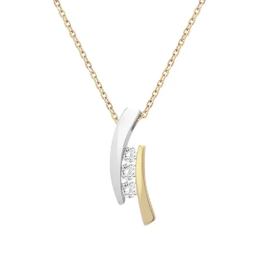 Collier Femme Trilogie OR 375/1000 Bicolore et Oxydes