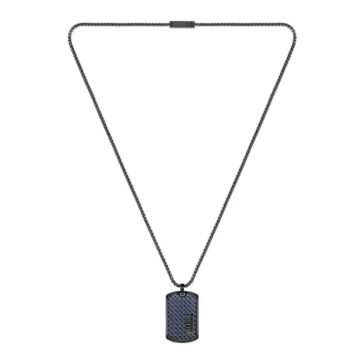 collier homme BOSS acier bleu