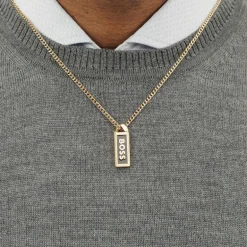 Collier Homme BOSS Kassy Emblem Acier Doré 1580678