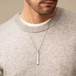 Collier Homme 55.9CM FOSSIL HARLOW LINEAR TEXTURE Acier Argenté