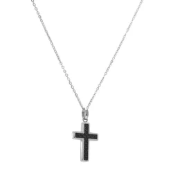 Collier Homme Croix ROCHET MERCURY Acier Argenté et Carbone HP5301