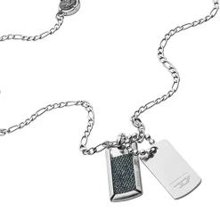 Collier Homme DIESEL PLAQUES MILITAIRES Acier Argenté