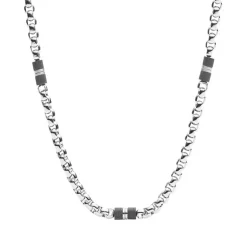 Collier Homme FOSSIL Acier Inoxydable et Marbre Noir
