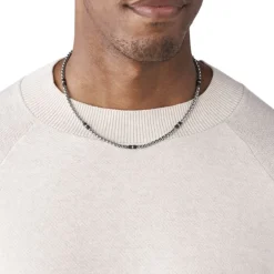 Collier Homme FOSSIL Acier Inoxydable et Marbre Noir