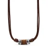 collier homme FOSSIL Cuir marron