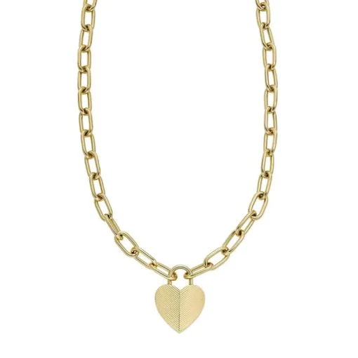 Collier Pendentif Femme FOSSIL HARLOW LINEAR TEXTURE Acier Doré