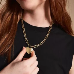 Collier Pendentif Femme FOSSIL HARLOW LINEAR TEXTURE Acier Doré