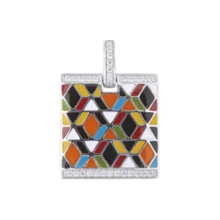 Collier Pendentif Siena UNA STORIA ARGENT 925/1000 Laque Multicolore et Oxydes