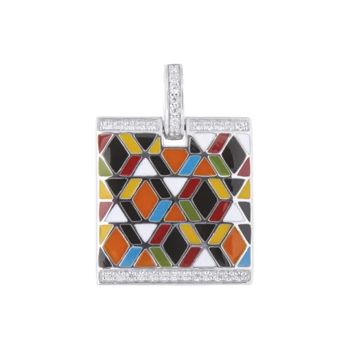 Collier Pendentif Siena UNA STORIA ARGENT 925/1000 Laque Multicolore et Oxydes