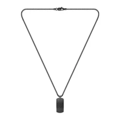 Collier Plaque Homme 62CM BOSS DEVON Acier Noir