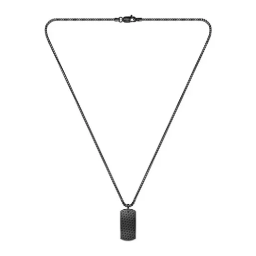 Collier Plaque Homme 62CM BOSS DEVON Acier Noir