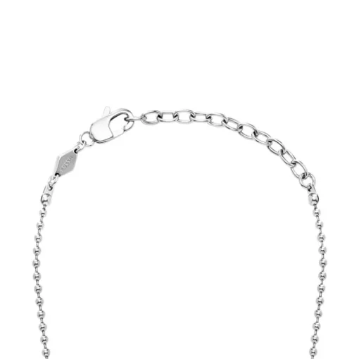Collier Plaque Homme 64CM FOSSIL BOUSSOLE Acier Argenté