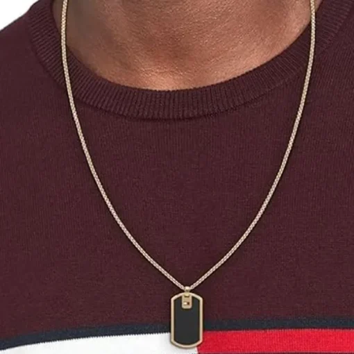 Collier Plaque Homme TOMMY HILFIGER Acier Doré