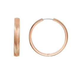 Créoles Femme FOSSIL HARLOW LINEAR TEXTURE Acier Doré Rose
