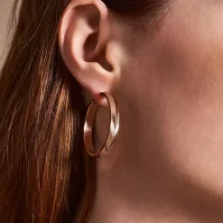 Créoles Femme FOSSIL HARLOW LINEAR TEXTURE Acier Doré Rose