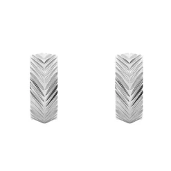 Créoles Femme FOSSIL HARLOW LINEAR TEXTURE Acier Argenté