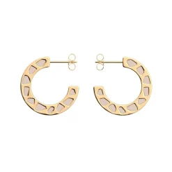 Créoles Femme LES CADETTES GIGI LAQUÉ BEIGE Laiton Doré