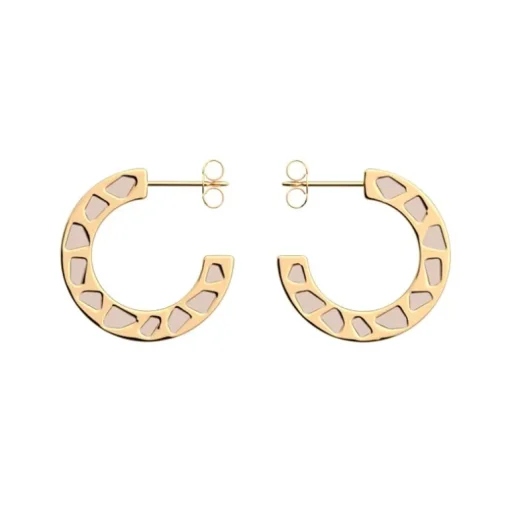 Créoles Femme LES CADETTES GIGI LAQUÉ BEIGE Laiton Doré
