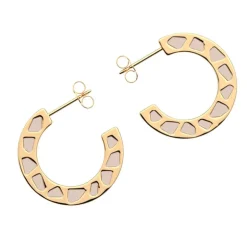 Créoles Femme LES CADETTES GIGI LAQUÉ BEIGE Laiton Doré