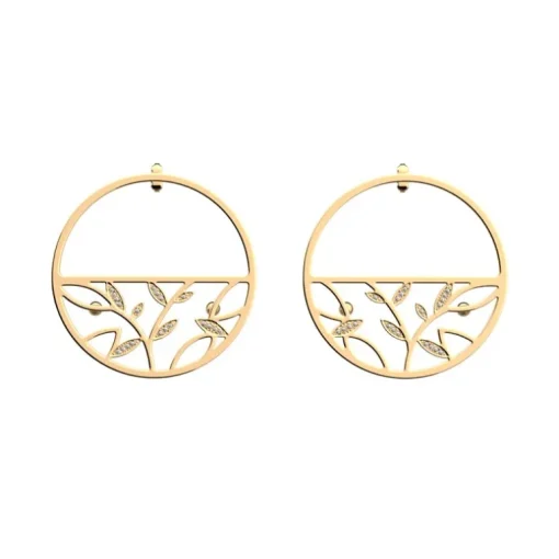 Créoles Femme 43mm LES GEORGETTES ARBRE DE VIE Laiton Doré