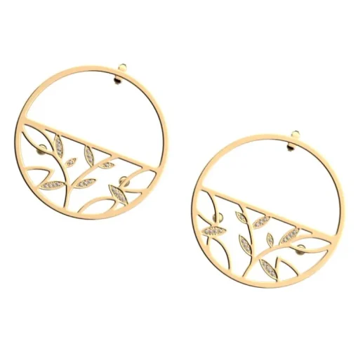 Créoles Femme 43mm LES GEORGETTES ARBRE DE VIE Laiton Doré