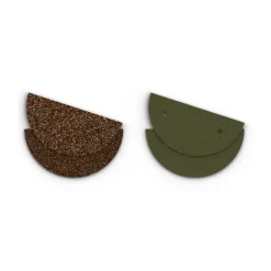 Cuir Boucles d'Oreilles Créoles 43mm LES GEORGETTES Bronze Pailleté Vert De Gris