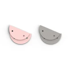 Cuir Boucles d'Oreilles Demi Rond 30mm LES GEORGETTES Rose Clair Gris Clair