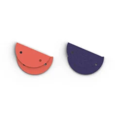 Cuir Boucles d'Oreilles Demi Rond 30mm LES GEORGETTES Corail Marine Métallisé