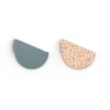 Cuir Boucles d'Oreilles Demi Rond 30mm LES GEORGETTES Bleu Pastel Rose Pailleté