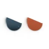 Cuir Boucles d'Oreilles Demi Rond 30mm LES GEORGETTES Bleu Nocturne Mocha