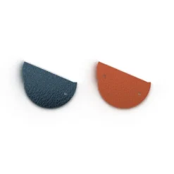 Cuir Boucles d'Oreilles Demi Rond 30mm LES GEORGETTES Bleu Nocturne Mocha