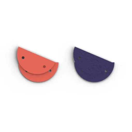 Cuir Boucles d'Oreilles Demi Rond 30mm LES GEORGETTES Corail Marine Métallisé