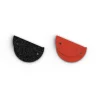 Cuir Boucles d'Oreilles Demi Rond 30mm LES GEORGETTES Paillettes Noires Rouge