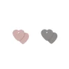 Cuir Cœur Boucles d'Oreilles 17mm LES GEORGETTES Rose Clair Gris Clair