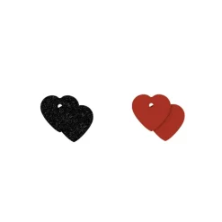 Cuir Cœur Boucles d'Oreilles 17mm LES GEORGETTES Paillettes Noires Rouge