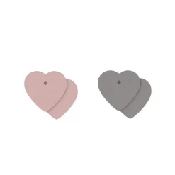 Cuir Cœur Boucles d'Oreilles 23mm LES GEORGETTES Rose Clair Gris Clair