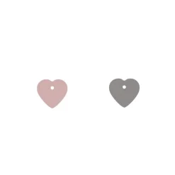 Cuir Cœur Colliers et Joncs 17mm LES GEORGETTES Rose Clair Gris Clair