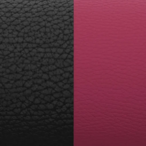 Cuir Manchette 40mm LES GEORGETTES Noir Grainé Magenta