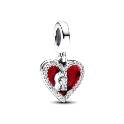 Double Charm Femme Pandora Moments Pendant Cœur Rouge & Serrure 793119C01