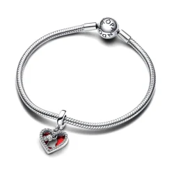 Double Charm Femme Pandora Moments Pendant Cœur Rouge & Serrure 793119C01
