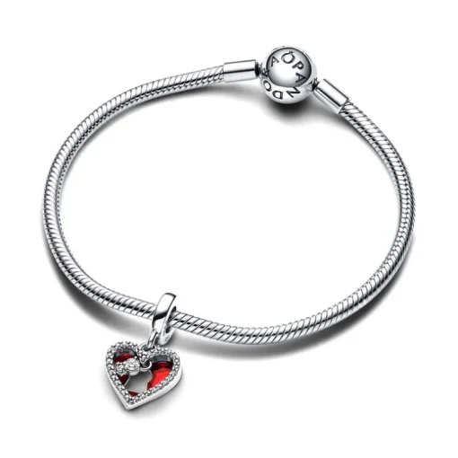 Double Charm Femme Pandora Moments Pendant Cœur Rouge & Serrure 793119C01