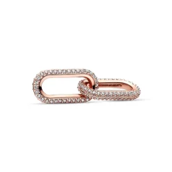 Double Link Femme PANDORA ME MAILLON DOUBLE PAVÉ Doré Rose 14 Carats