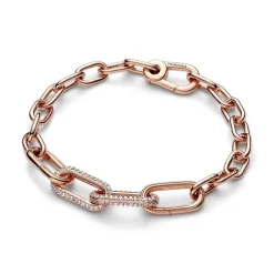 Double Link Femme PANDORA ME MAILLON DOUBLE PAVÉ Doré Rose 14 Carats
