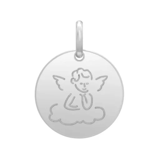 Médaille Ange OR 375/1000 Blanc